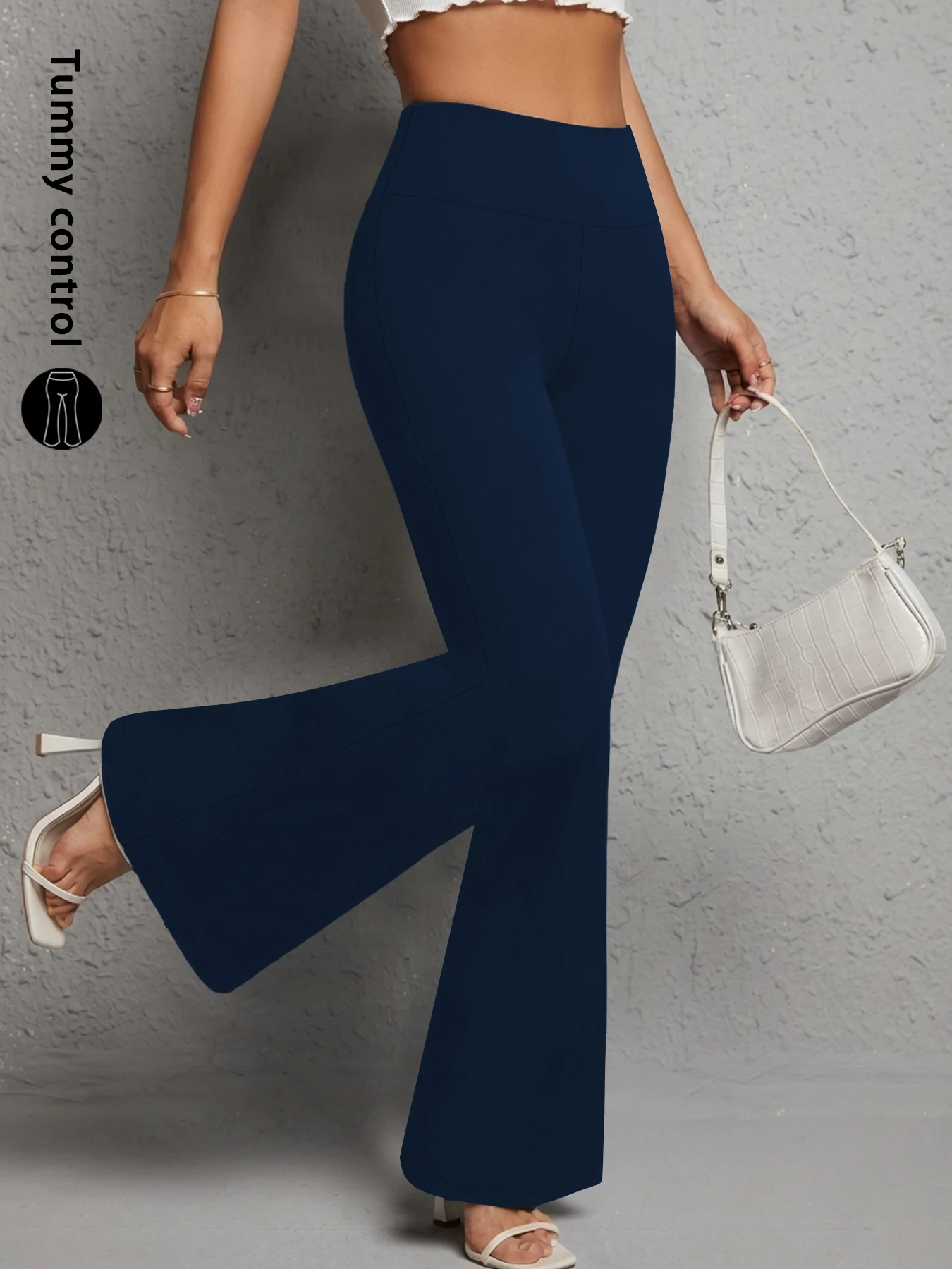Ladies High-Rise Flared Yoga Trousers with Leg Bottom. Perfect for Yoga or Casual.