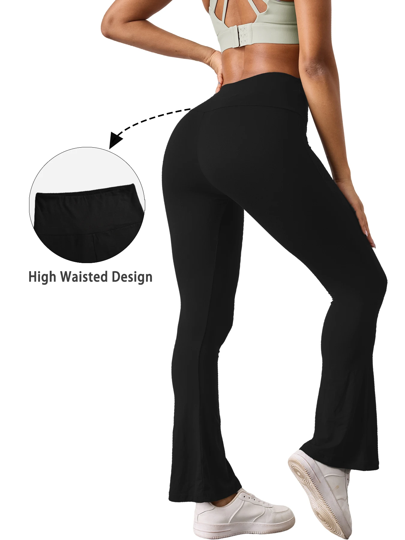 Ladies High-Rise Flared Yoga Trousers with Leg Bottom. Perfect for Yoga or Casual.