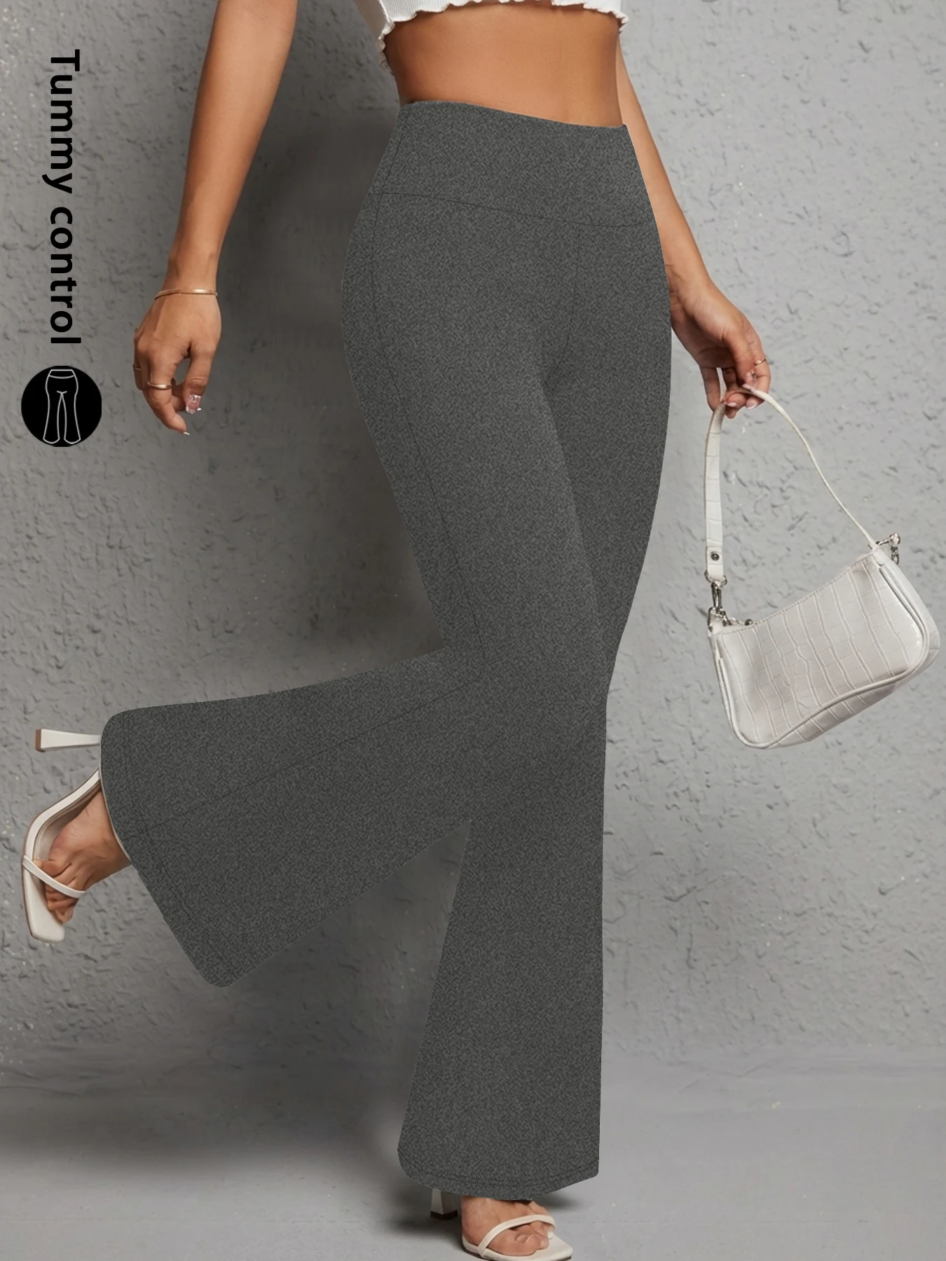 Ladies High-Rise Flared Yoga Trousers with Leg Bottom. Perfect for Yoga or Casual.