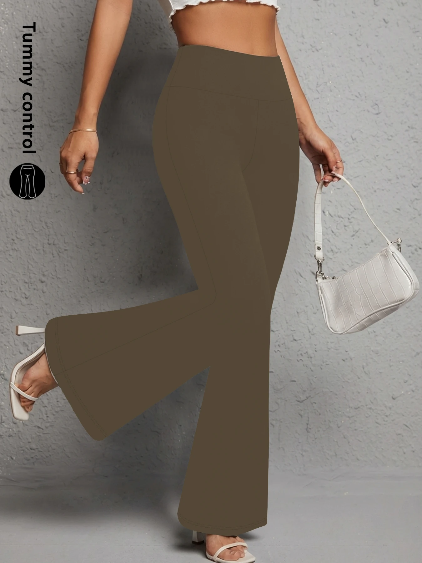 Ladies High-Rise Flared Yoga Trousers with Leg Bottom. Perfect for Yoga or Casual.