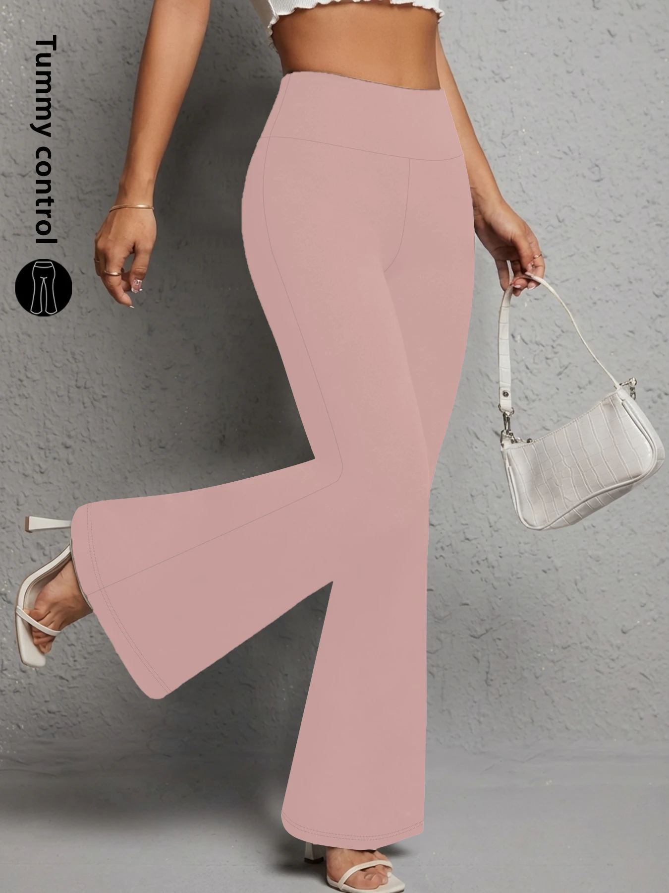 Ladies High-Rise Flared Yoga Trousers with Leg Bottom. Perfect for Yoga or Casual.