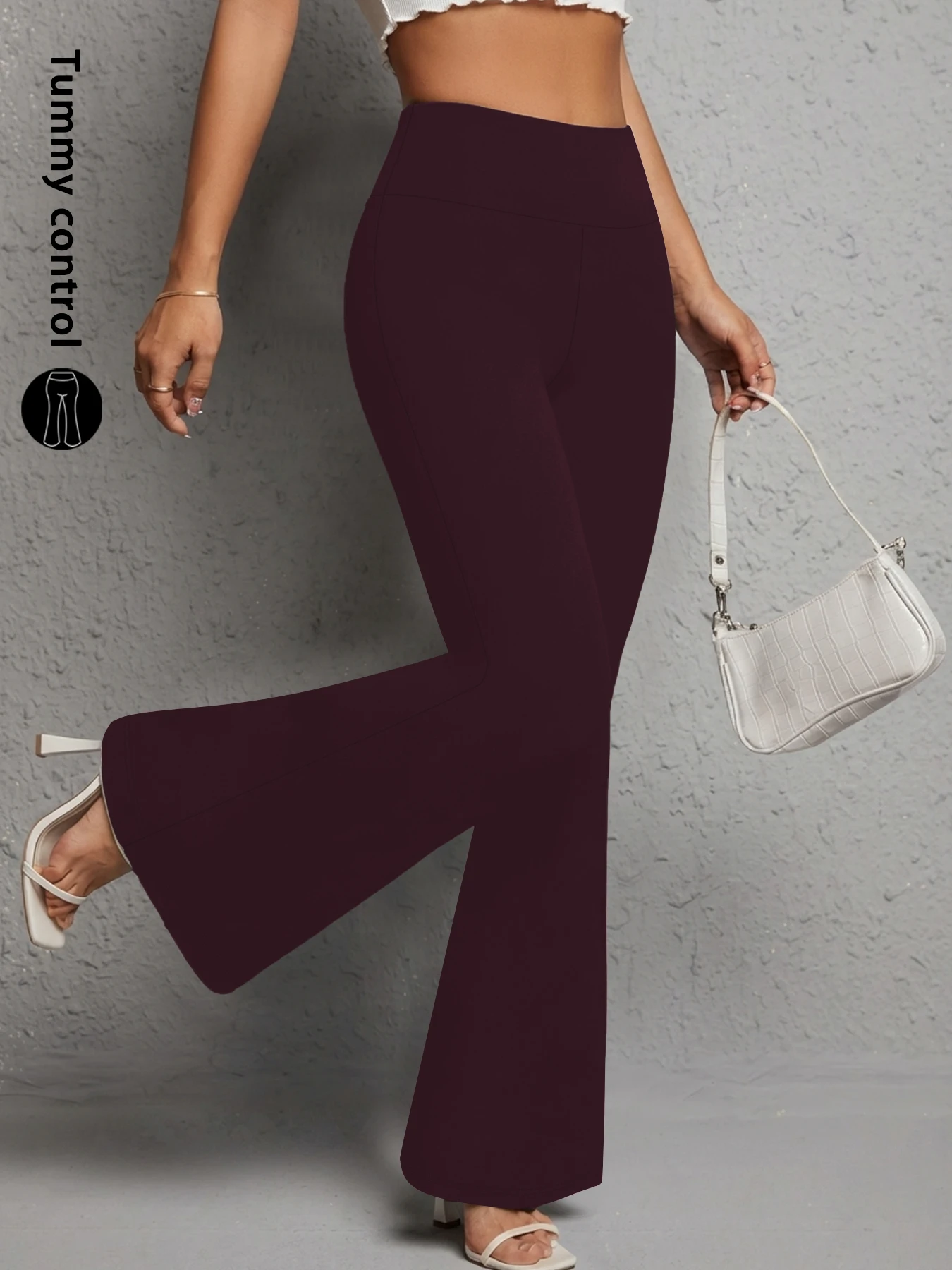 Ladies High-Rise Flared Yoga Trousers with Leg Bottom. Perfect for Yoga or Casual.