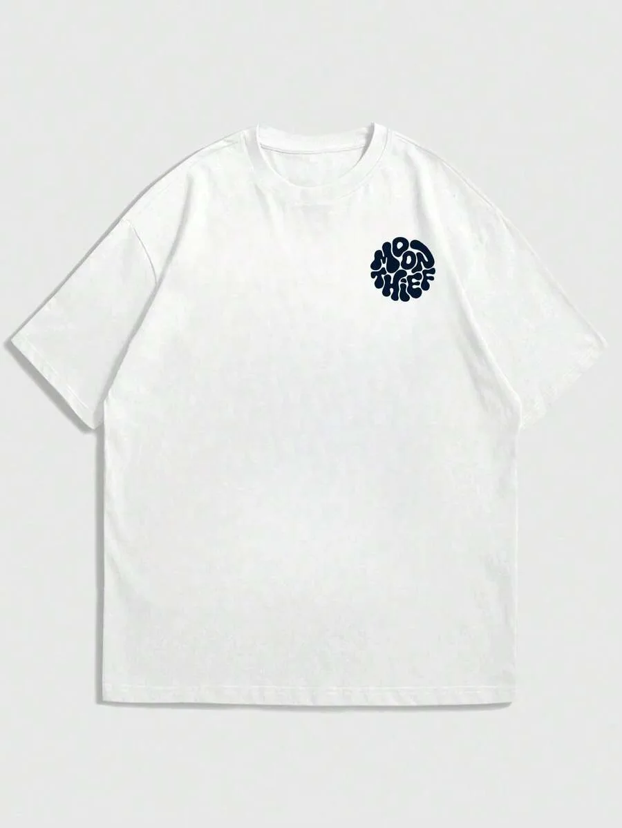 New 2026 Summer Zrgoth Men's Casual Versatile Minimalist Moon Thief Print Short Sleeve T-Shirt
