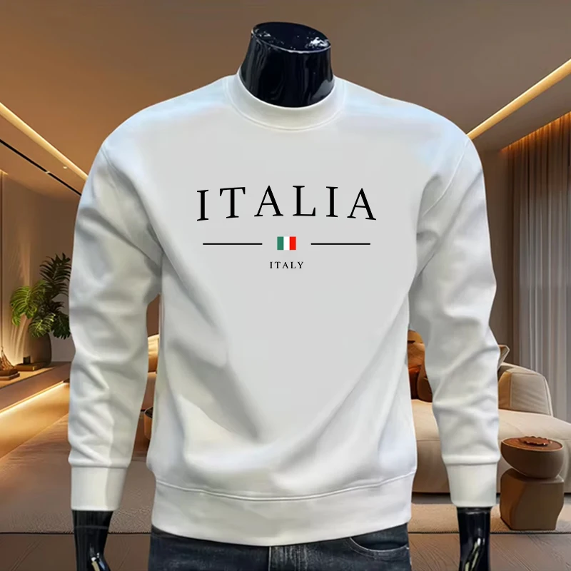 Male Home Outdoor Comfort Warm Pullover ITALY Fashion Men's Sweatshirt Spring Autumn Daily Casual Fashion Long Sleeve T-shirt