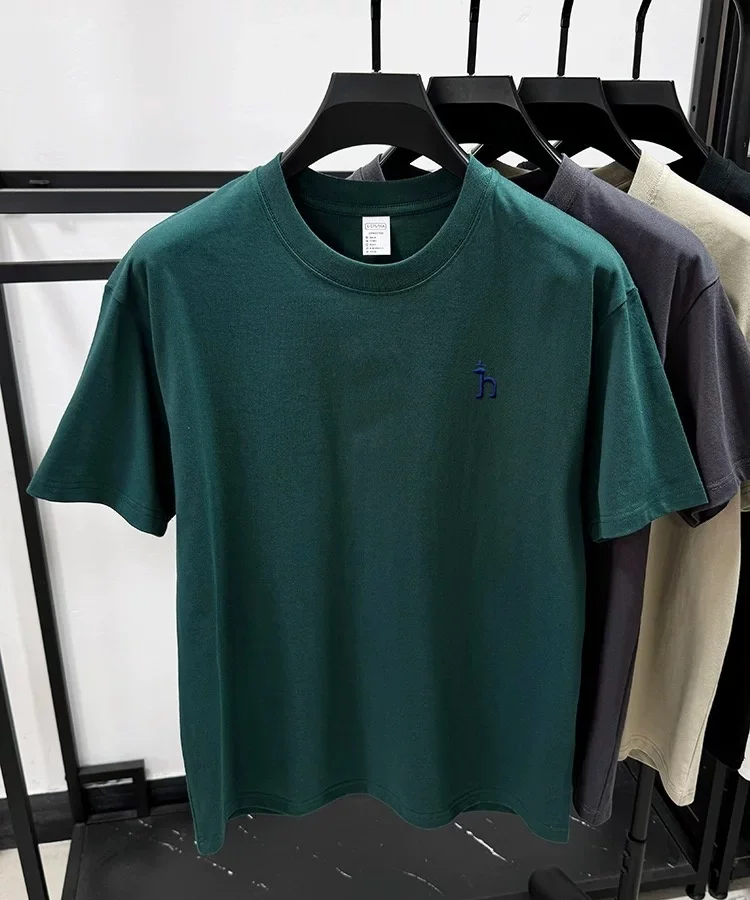 100% pure cotton short sleeve summer cartoon dog embroidered men's T-shirt luxury brand fashion casual breathable round neck top