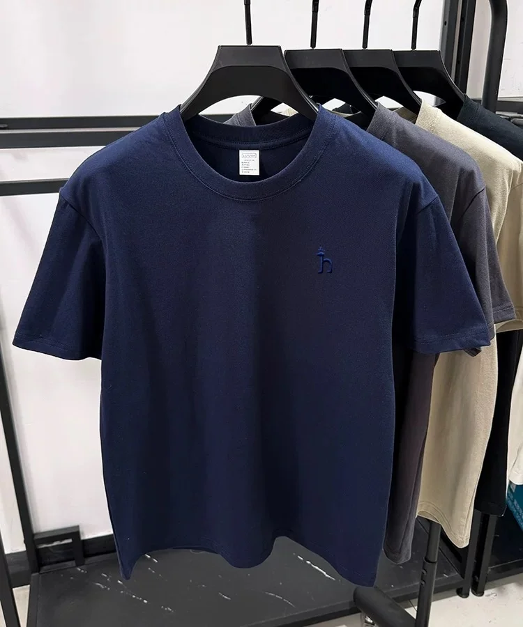 100% pure cotton short sleeve summer cartoon dog embroidered men's T-shirt luxury brand fashion casual breathable round neck top