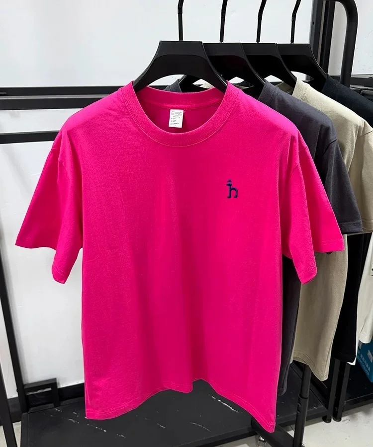 100% pure cotton short sleeve summer cartoon dog embroidered men's T-shirt luxury brand fashion casual breathable round neck top