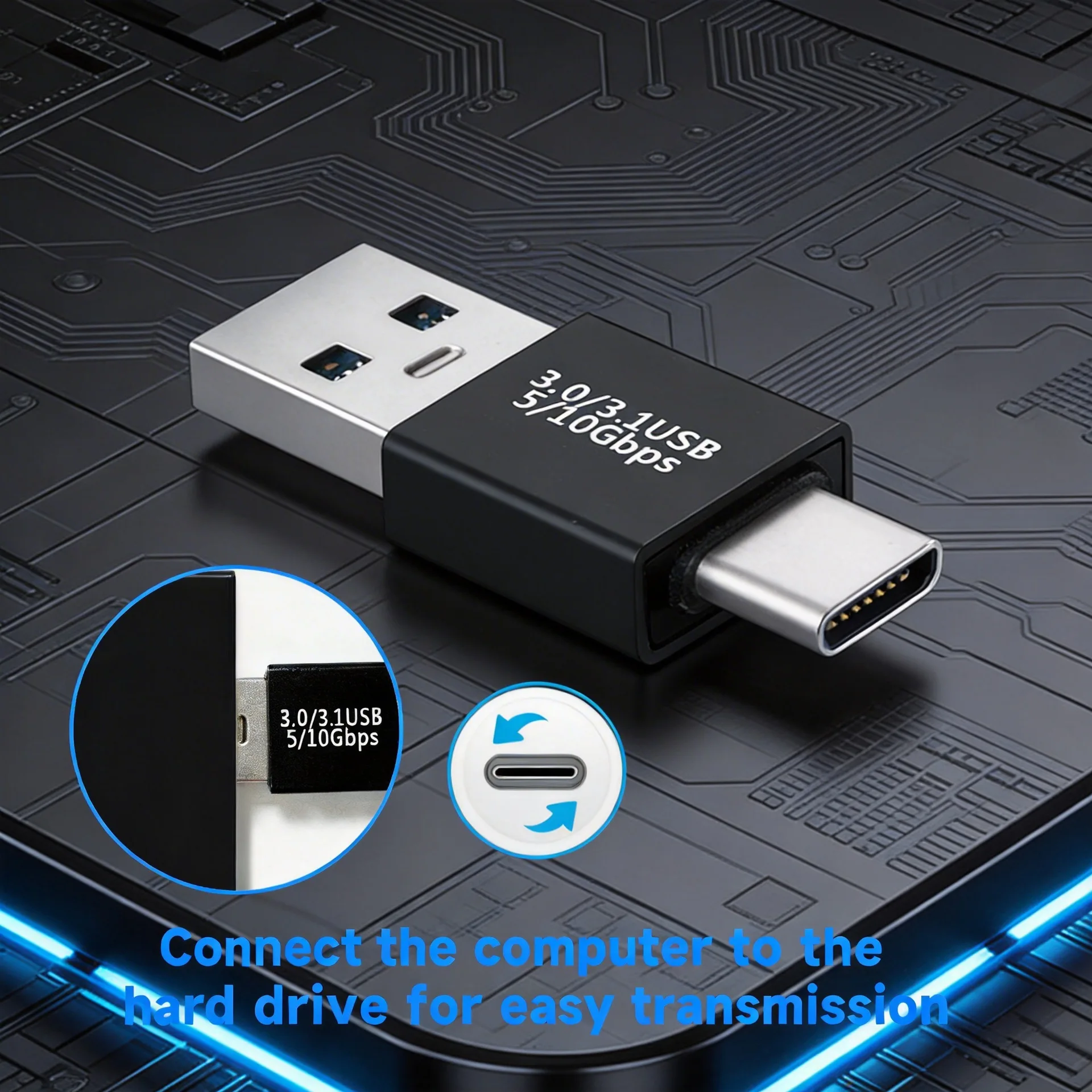 16PCS USB3.0 Connector to USB-C Male to Female Adapter, OTG USB Converter for SSD/HDD, Data Cable Extender, ExpansionAdapter