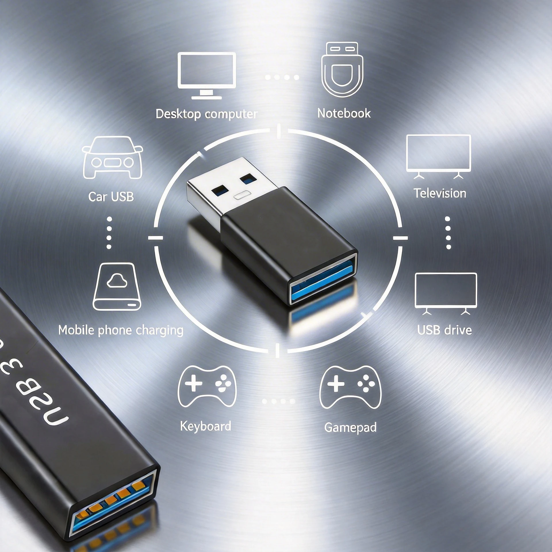 16PCS USB3.0 Connector to USB-C Male to Female Adapter, OTG USB Converter for SSD/HDD, Data Cable Extender, ExpansionAdapter