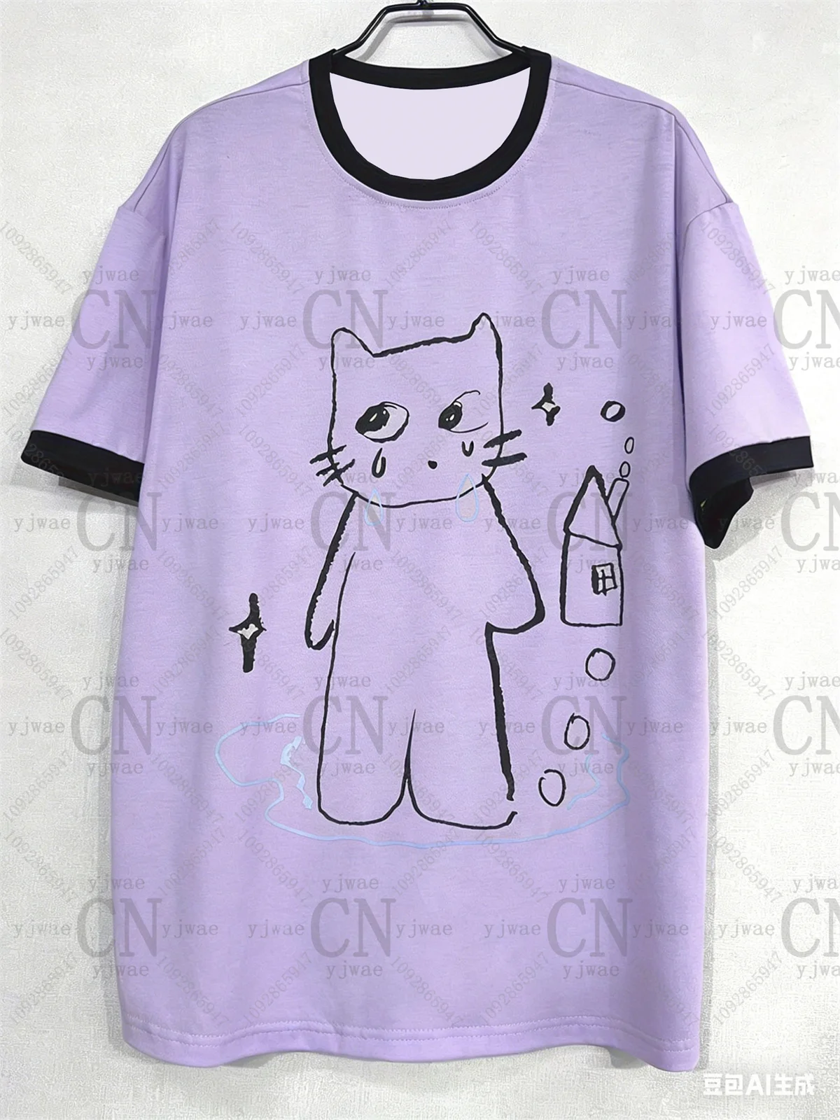 2026 Women'S Y2k Retro Korean Fashion T Shirt Cut Cat Graphic Short Sleeved Fashionable Streetwear Summer Men'S Women'S T-Shirts
