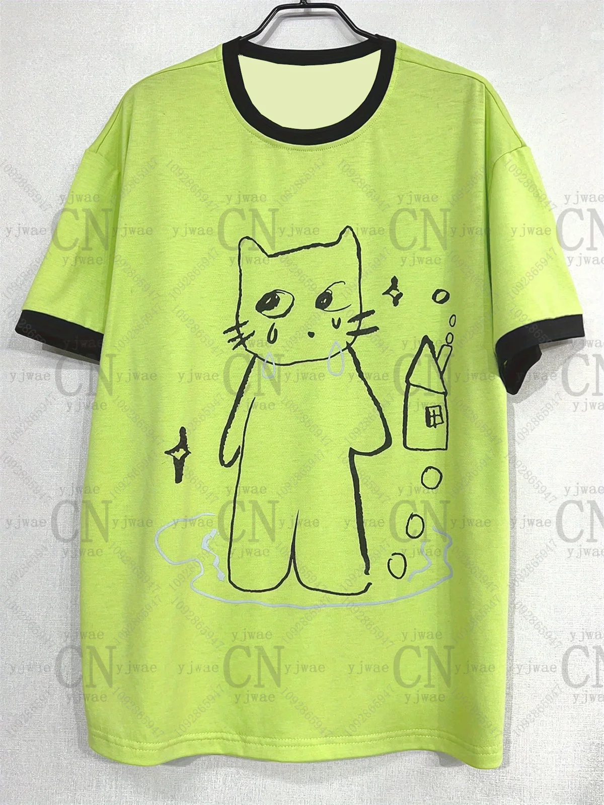 2026 Women'S Y2k Retro Korean Fashion T Shirt Cut Cat Graphic Short Sleeved Fashionable Streetwear Summer Men'S Women'S T-Shirts