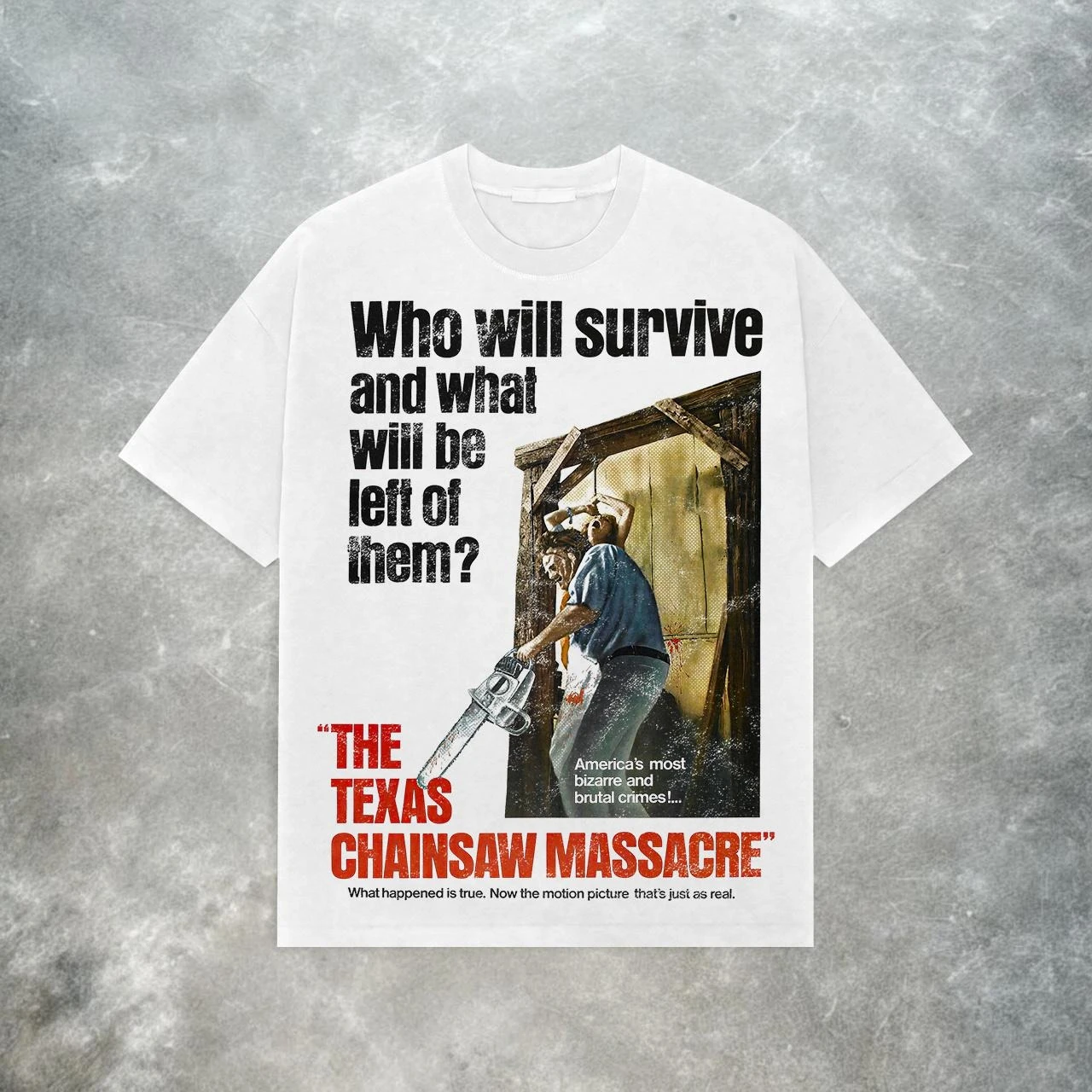 "Texas Chainsaw Massacre" T-shirt - Classic Horror Style, Red Fexx Summer Men's and Women's Version. Fashionably Popular.