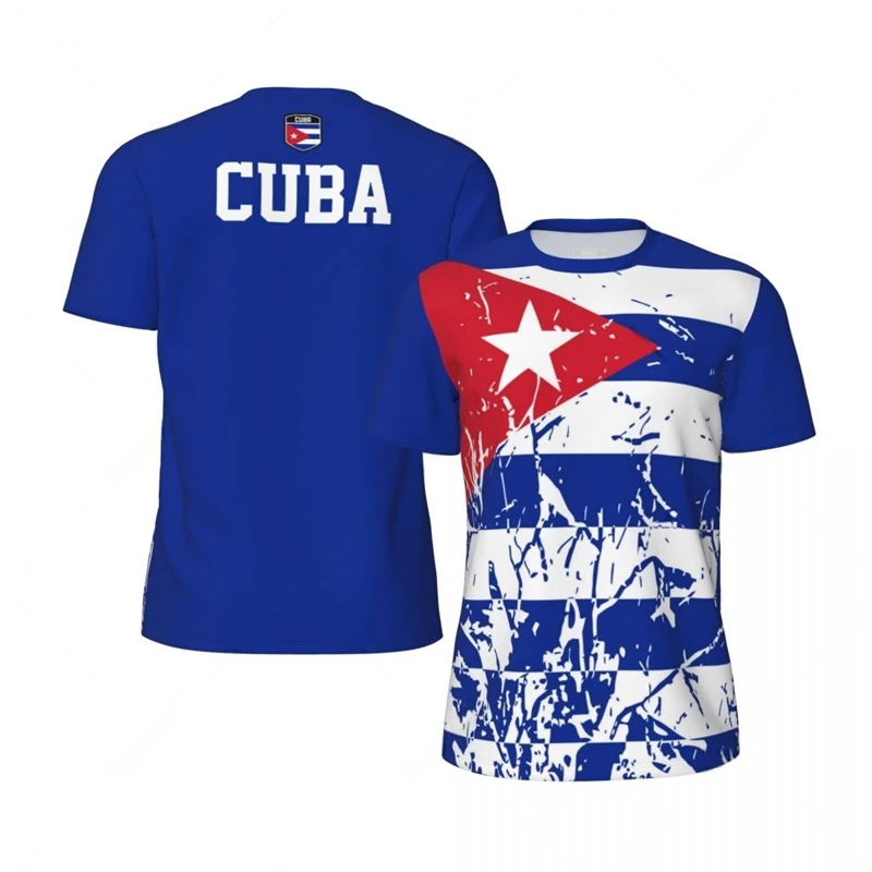 CUBA Flag 3D Print Sport Quick Dry Breathable Men T-shirt Outdoor Football Jersey Team Training Short Sleeve Summer Top Clothing