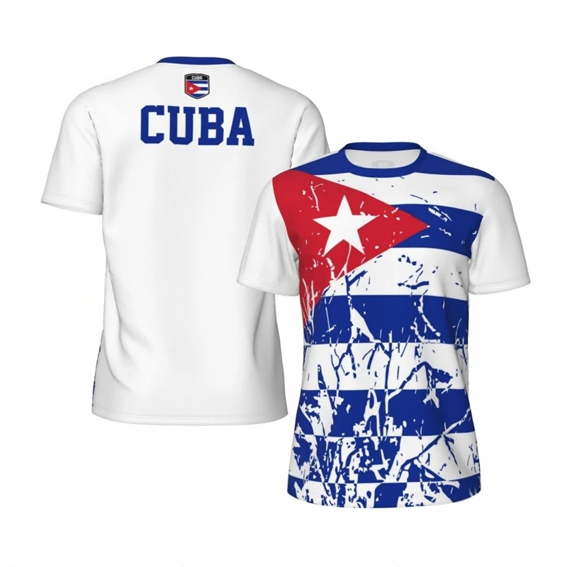 CUBA Flag 3D Print Sport Quick Dry Breathable Men T-shirt Outdoor Football Jersey Team Training Short Sleeve Summer Top Clothing
