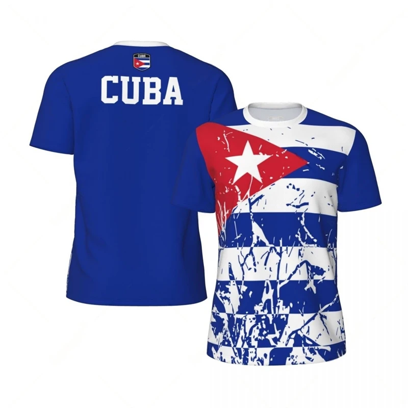 CUBA Flag 3D Print Sport Quick Dry Breathable Men T-shirt Outdoor Football Jersey Team Training Short Sleeve Summer Top Clothing