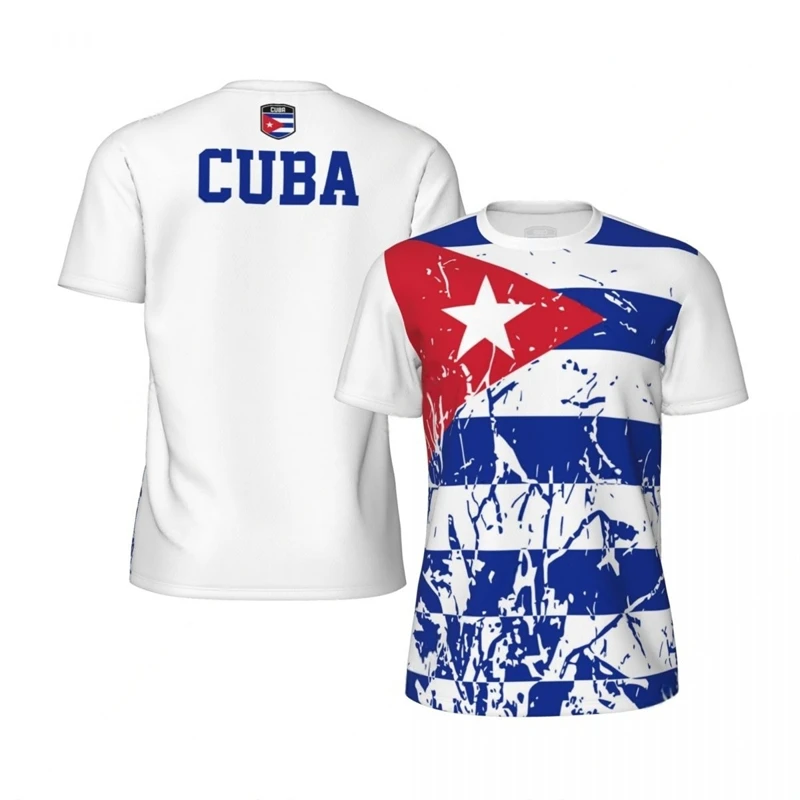 CUBA Flag 3D Print Sport Quick Dry Breathable Men T-shirt Outdoor Football Jersey Team Training Short Sleeve Summer Top Clothing