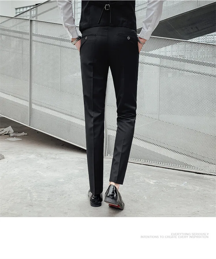 Solid Color Suit Men's Fashionable Gentleman Business Banquet Korean-style Formal Dress Casual Wedding (Blazer+Vest+Trousers)