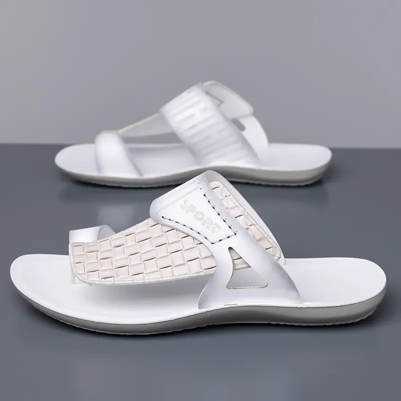 Summer Men's Fashionable Simple Leather Sandals Large Size38-48 Youth Beach Shoes Slippers Rubber Sole Comfortable Casual Footwe