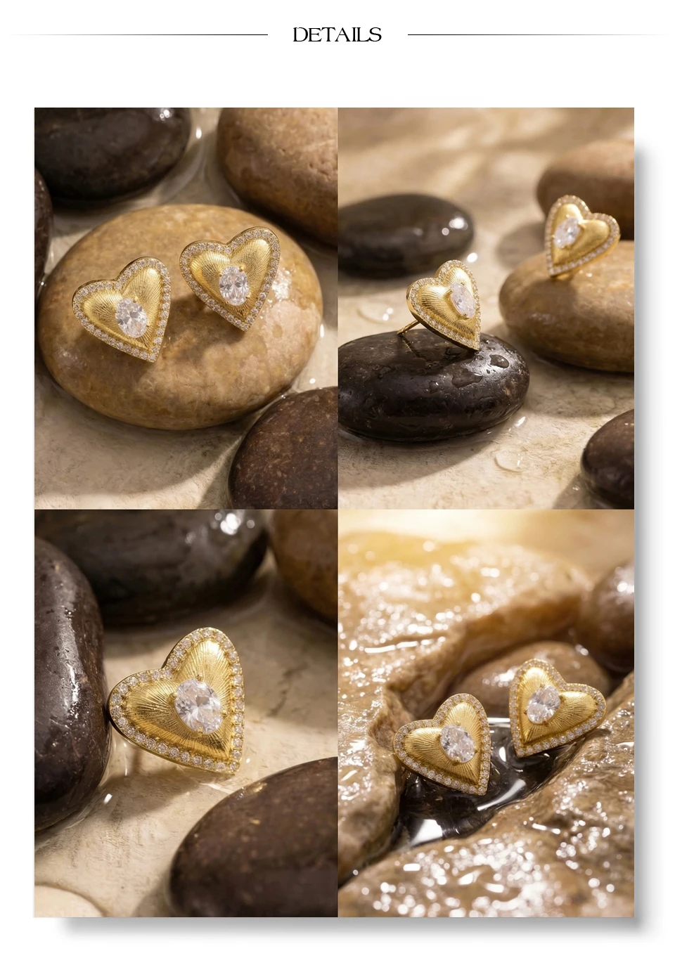 Yhpup High Quality Stainless Steel Cubic Zirconia Heart Love Stud Earrings Valentine's Day Gift Delicate Charm Aesthetic Jewelry