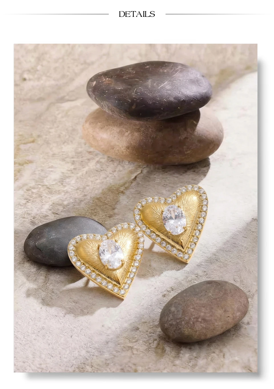 Yhpup High Quality Stainless Steel Cubic Zirconia Heart Love Stud Earrings Valentine's Day Gift Delicate Charm Aesthetic Jewelry