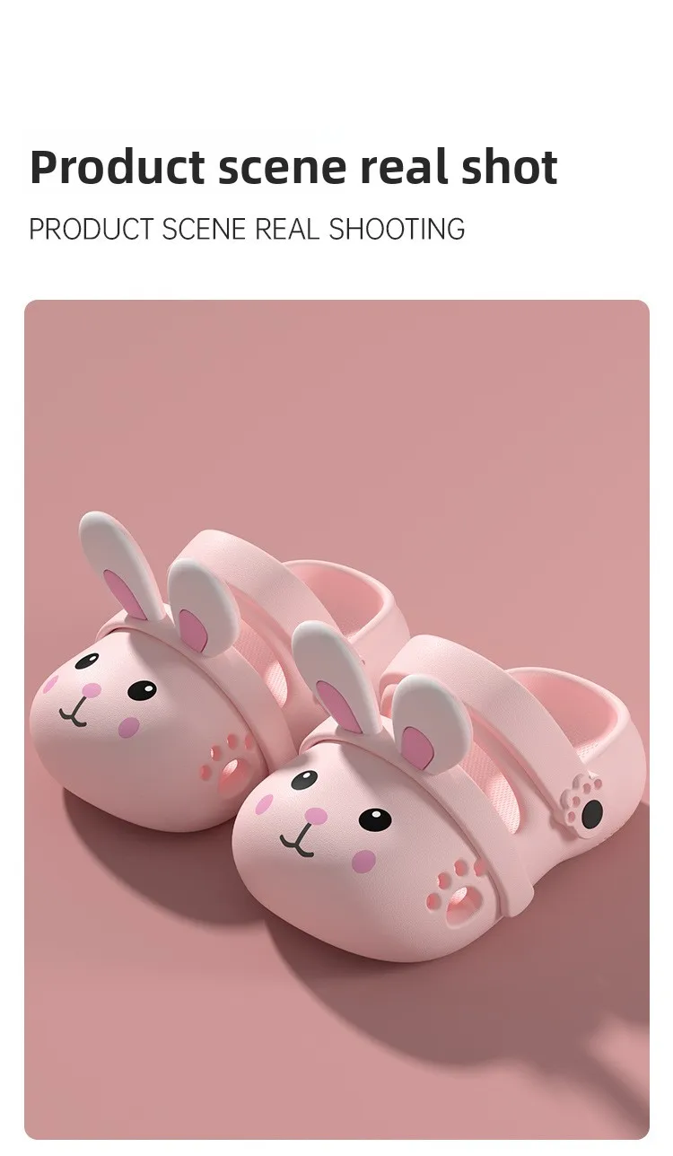 2026 Summer Cute Rabbit Children Slippers Cartoon Outdoor Clogs For Girls Toddler Waterproof Anti Slip EVA Kids Beach Shoes