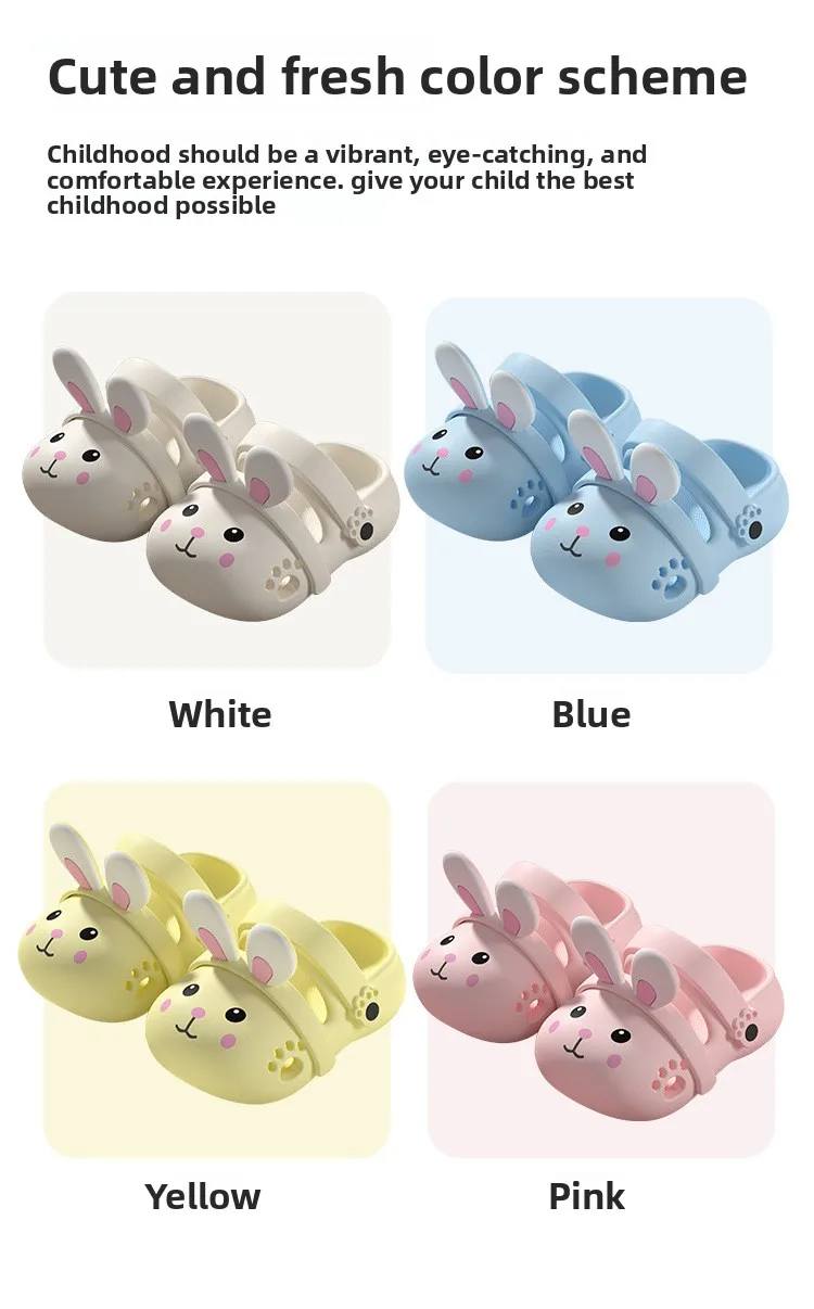 2026 Summer Cute Rabbit Children Slippers Cartoon Outdoor Clogs For Girls Toddler Waterproof Anti Slip EVA Kids Beach Shoes