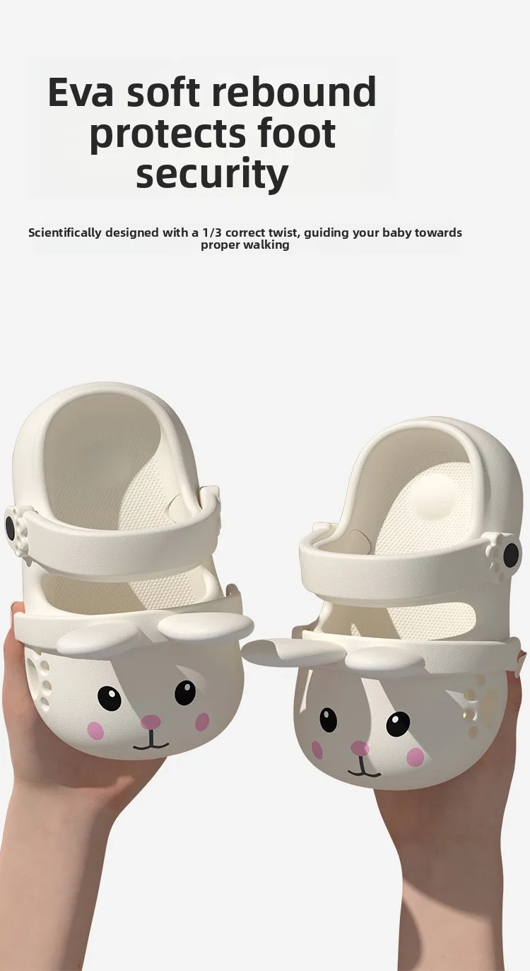 2026 Summer Cute Rabbit Children Slippers Cartoon Outdoor Clogs For Girls Toddler Waterproof Anti Slip EVA Kids Beach Shoes