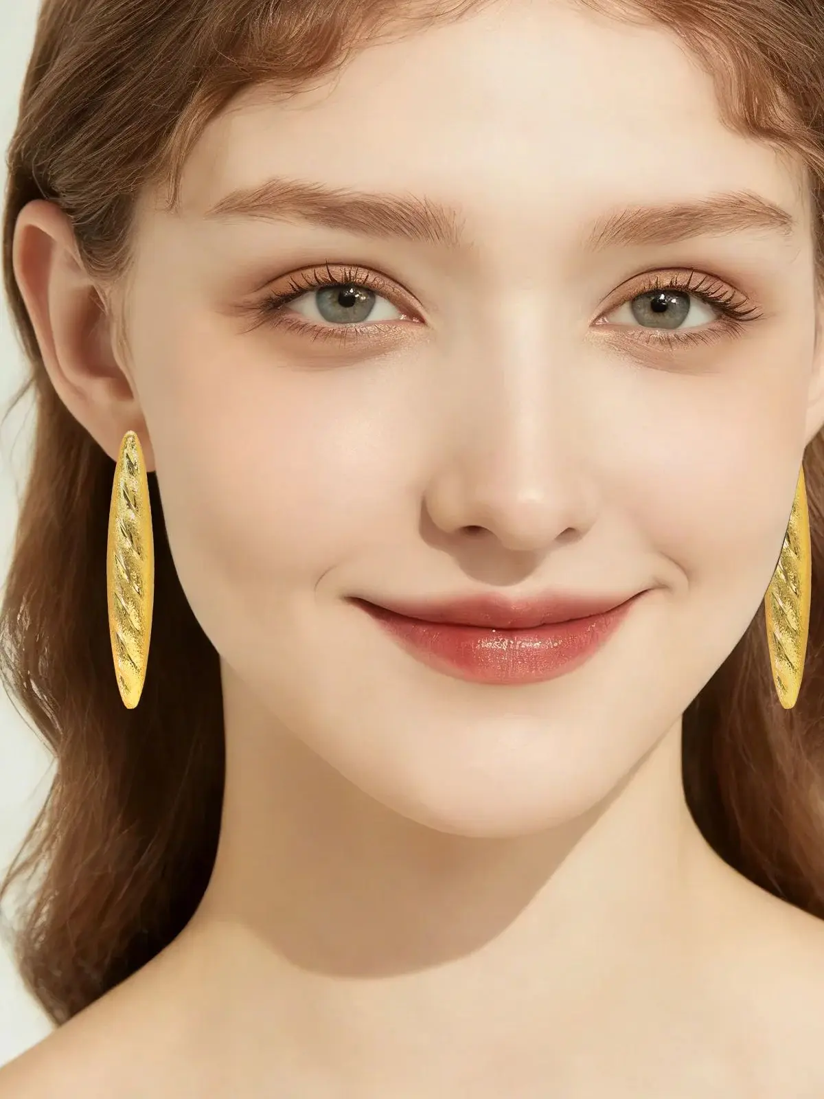 YTJX Metal Frosted Texture Piercing Earrings Hight Quality 18K Gold Color Long Drop Earring For Women Gothic Jewelry Accessories