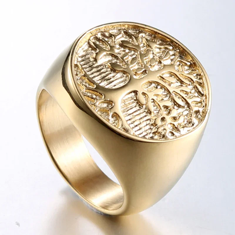 8/9/10/11/12/13 Life Tree Ring Men Women Stainless Steel Waterproof Gold-Color Big Size Finger Jewelry Wholesale Drop Shipping
