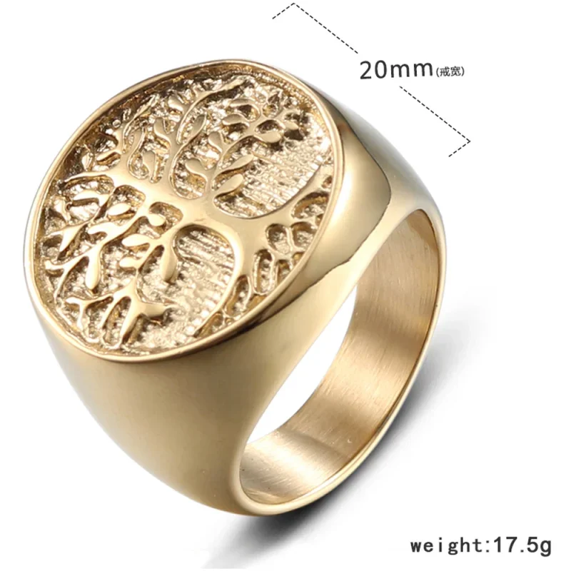 8/9/10/11/12/13 Life Tree Ring Men Women Stainless Steel Waterproof Gold-Color Big Size Finger Jewelry Wholesale Drop Shipping