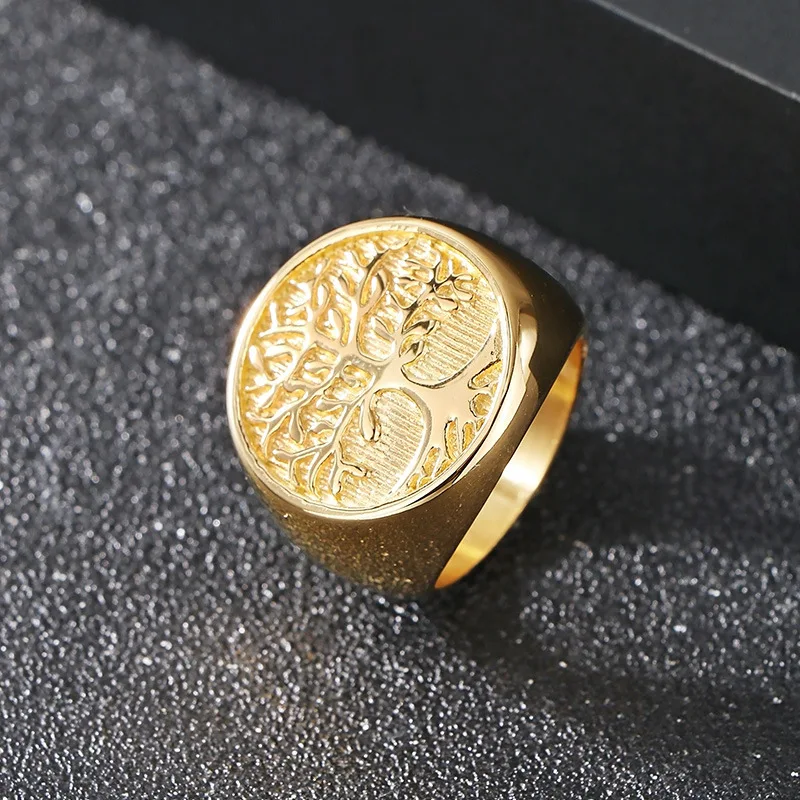 8/9/10/11/12/13 Life Tree Ring Men Women Stainless Steel Waterproof Gold-Color Big Size Finger Jewelry Wholesale Drop Shipping