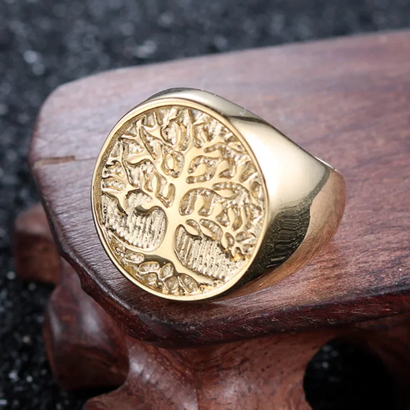 8/9/10/11/12/13 Life Tree Ring Men Women Stainless Steel Waterproof Gold-Color Big Size Finger Jewelry Wholesale Drop Shipping