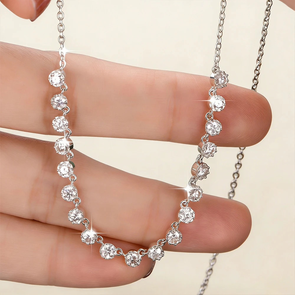 IOGOU Quality 14k Gold Filled Bubble Necklaces 3mm Moissanite Pendant Necklace for Women Jewelry GRA Certificate Wedding Gifts