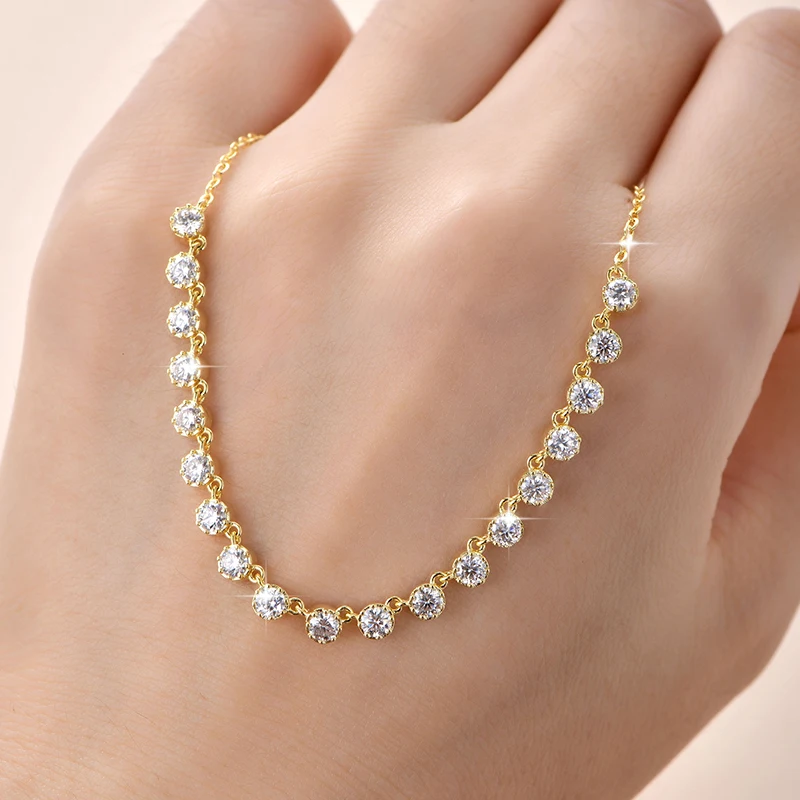 IOGOU Quality 14k Gold Filled Bubble Necklaces 3mm Moissanite Pendant Necklace for Women Jewelry GRA Certificate Wedding Gifts
