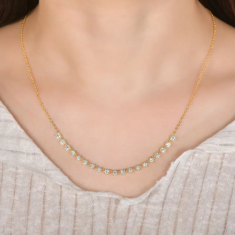 IOGOU Quality 14k Gold Filled Bubble Necklaces 3mm Moissanite Pendant Necklace for Women Jewelry GRA Certificate Wedding Gifts