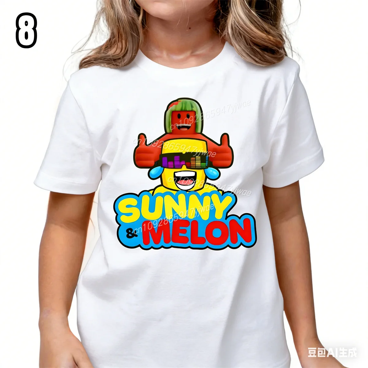 Sunny And Melon Design T-Shirt Gamer Tee Funny Gaming Pattern Shirt High Quality Kid'S Cotton Short Sleeved Summer Adult T-Shirt