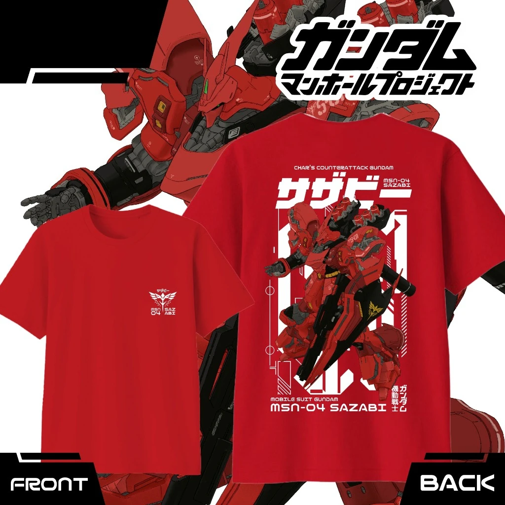2026 New SAZABI T-SHIRT GUNDAM CHAR'S Print T-shirt Short Sleeve T-shirt Men's and Women's T-shirt Men's Top