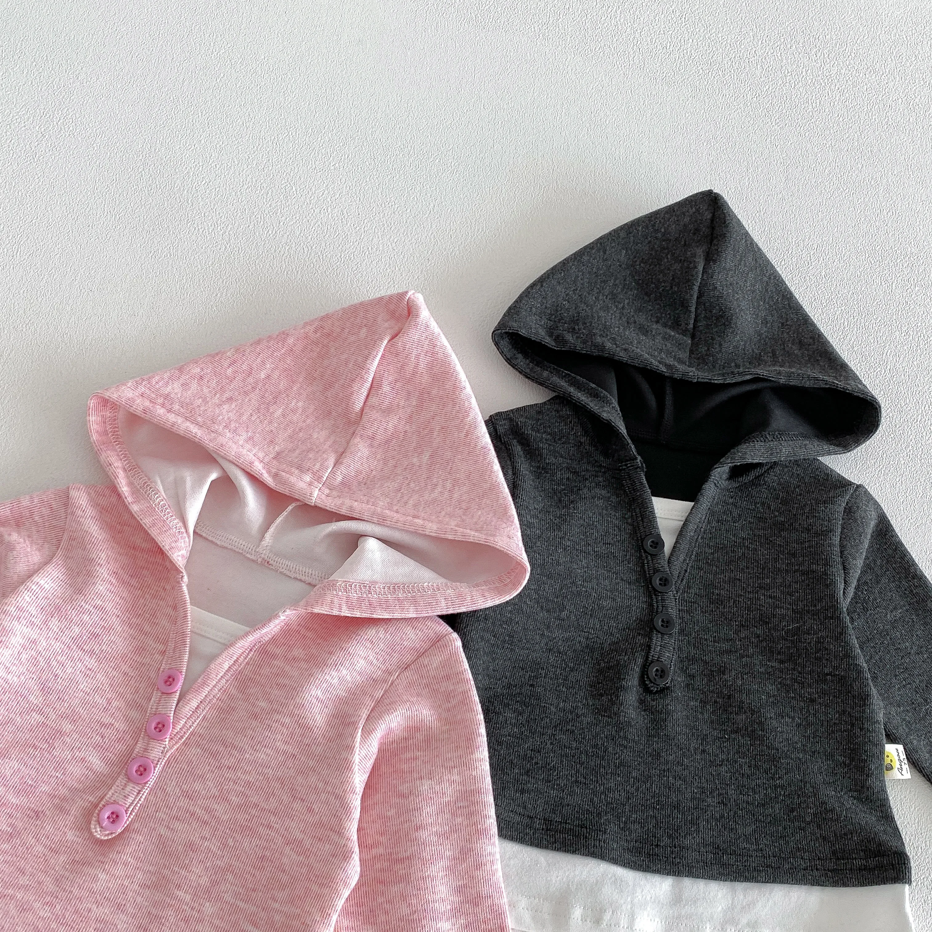 New Spring-Autumn Style Men's and Women's Baby-Sized Korean-Style Fake Two-Piece Hooded Base Shirt and Wide-Leg Pants Set