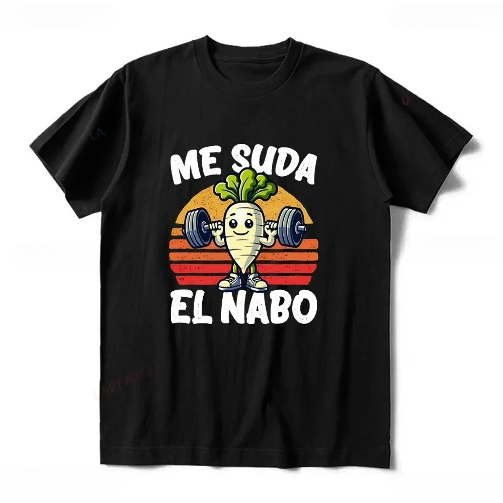 Me Suda El Nabo Women's Sleeve Printed T-shirt Funny Spanish Jokes Vintage Soft Casual Tops Women Clothing Graphic Tshirts