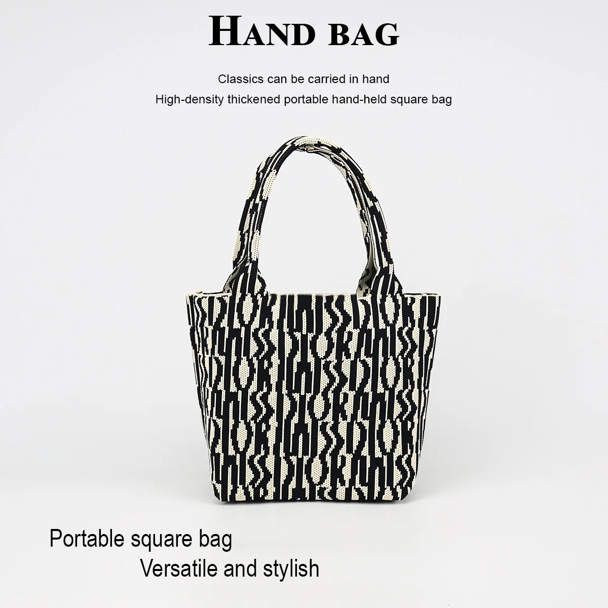 1 Stylish Handbag with Irregular Patterns, Made of Thick, Durable, Soft, Foldable Knit Fabric, with an Open Design for Easy Access, Perfect for Carrying Your Phone, Cosmetics, Water Bottle, and Other Items, Suitable for All Seasons