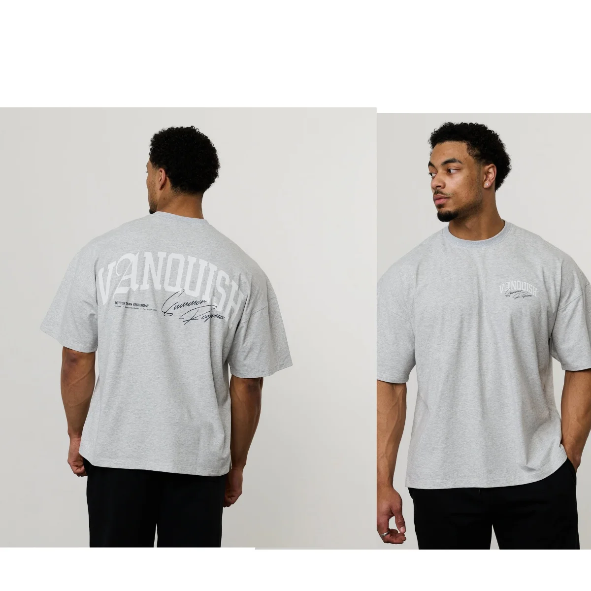 Fitness Training Grey Art Street Fashion Leisure T-Shirt Men's and Women's Luxury Brand Top
