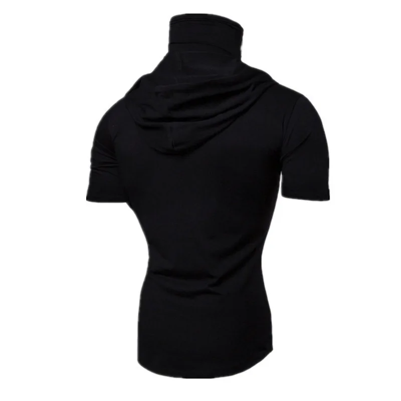 Men New Gym Thin Hoodie Short Sleeve Hoodies With Mask Sweatshirt Casual Splice Large Mask Hoodie Sweatshirt Hooded Tops Cycling