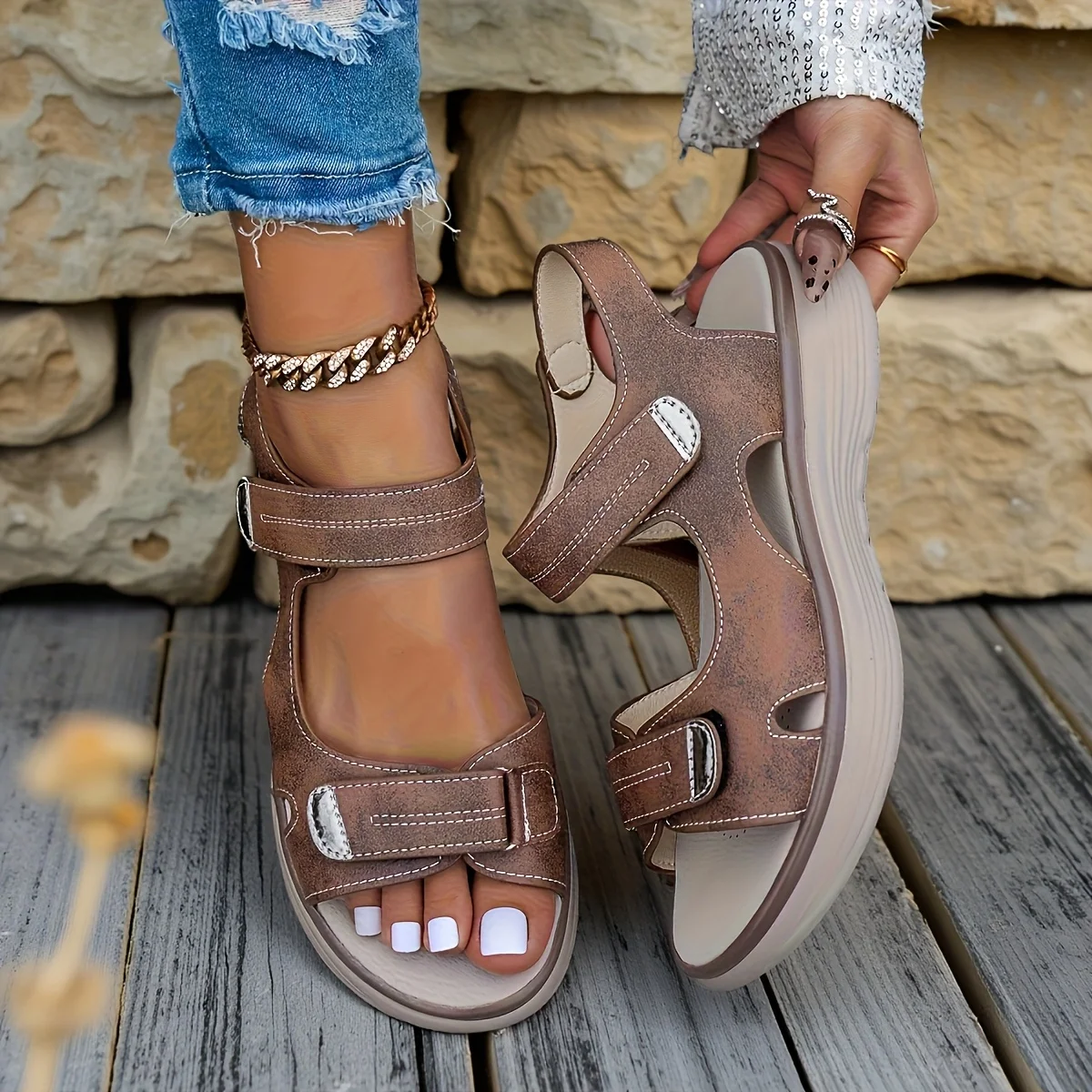New Summer Casual Platform Sandals Women Comfortable Fashion Thick Sole Outdoor Sports Sandals Non Slip Wading Beach Shoes Women
