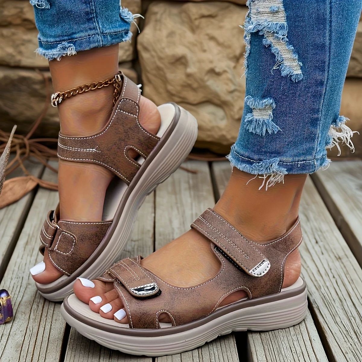 New Summer Casual Platform Sandals Women Comfortable Fashion Thick Sole Outdoor Sports Sandals Non Slip Wading Beach Shoes Women