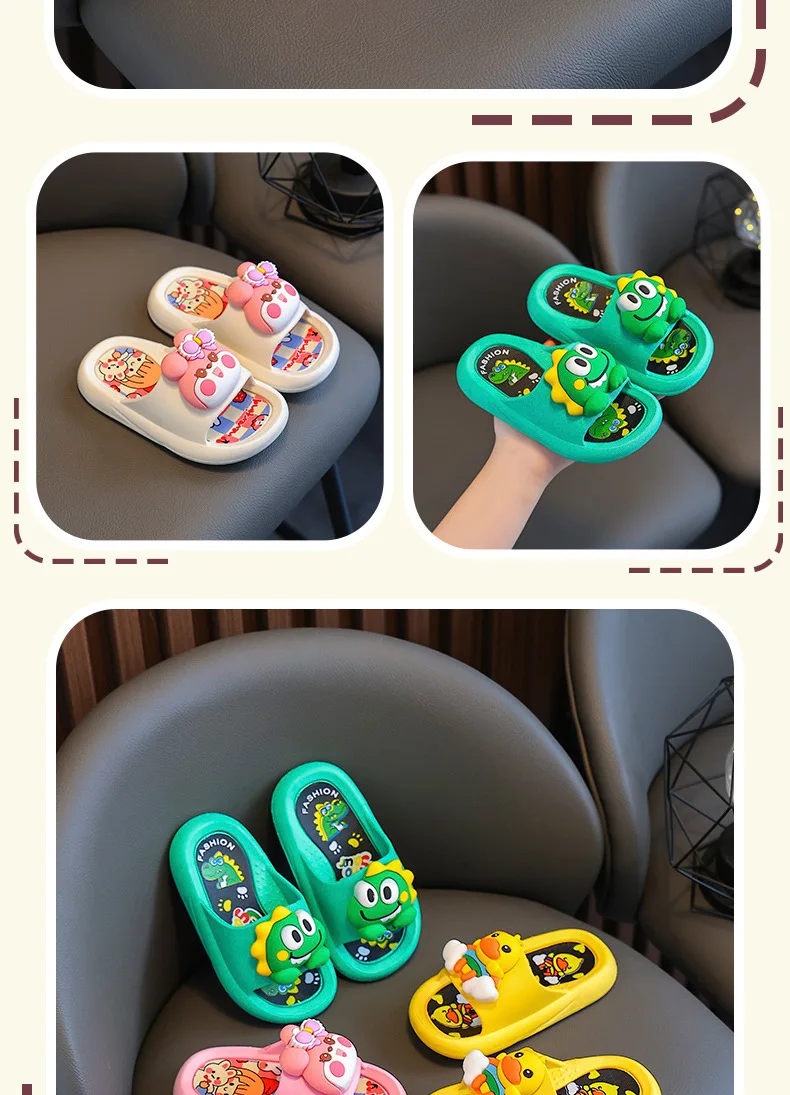 Summer New Children's Cute Soft Bottom Slippers Outdoor Wearable Sandals Anti-slip Comfortable PVC Material Home Slippers