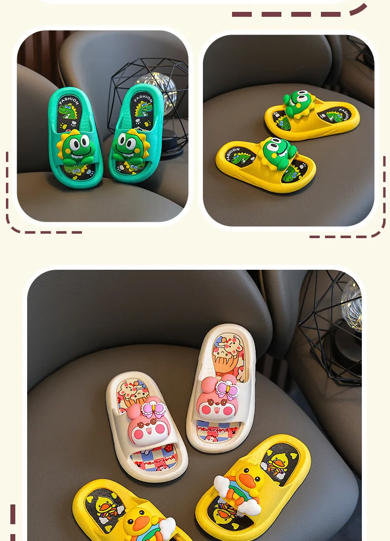 Summer New Children's Cute Soft Bottom Slippers Outdoor Wearable Sandals Anti-slip Comfortable PVC Material Home Slippers