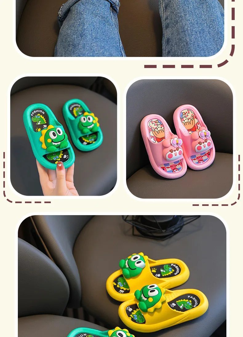 Summer New Children's Cute Soft Bottom Slippers Outdoor Wearable Sandals Anti-slip Comfortable PVC Material Home Slippers
