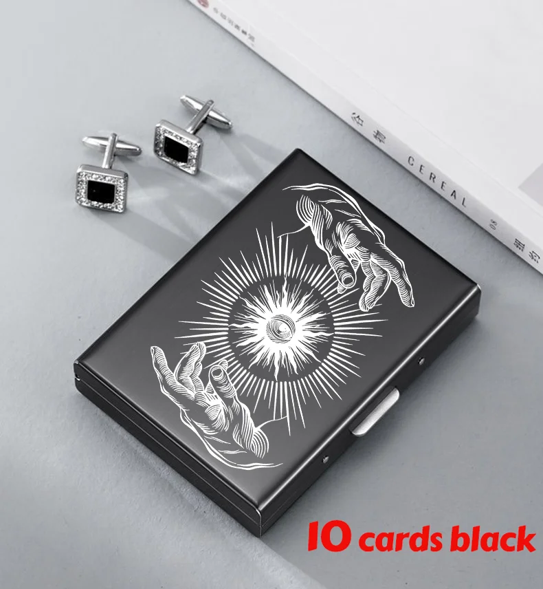 Minimalist Letter Print Credit Card Case Wallet Men Women Business Slim Wallet Stainless Steel Card Holder 10 Card Slot Gift