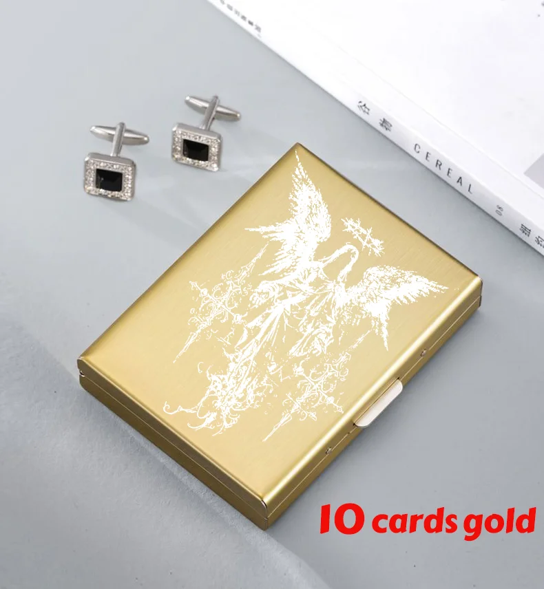 Minimalist Letter Print Credit Card Case Wallet Men Women Business Slim Wallet Stainless Steel Card Holder 10 Card Slot Gift