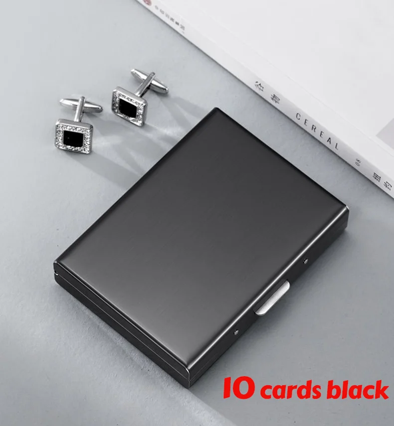 Minimalist Letter Print Credit Card Case Wallet Men Women Business Slim Wallet Stainless Steel Card Holder 10 Card Slot Gift